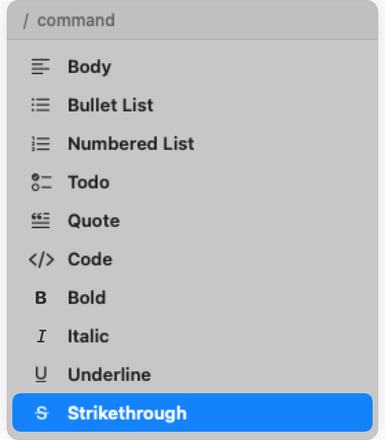 NotesPlus Slash Commands 文字格式命令